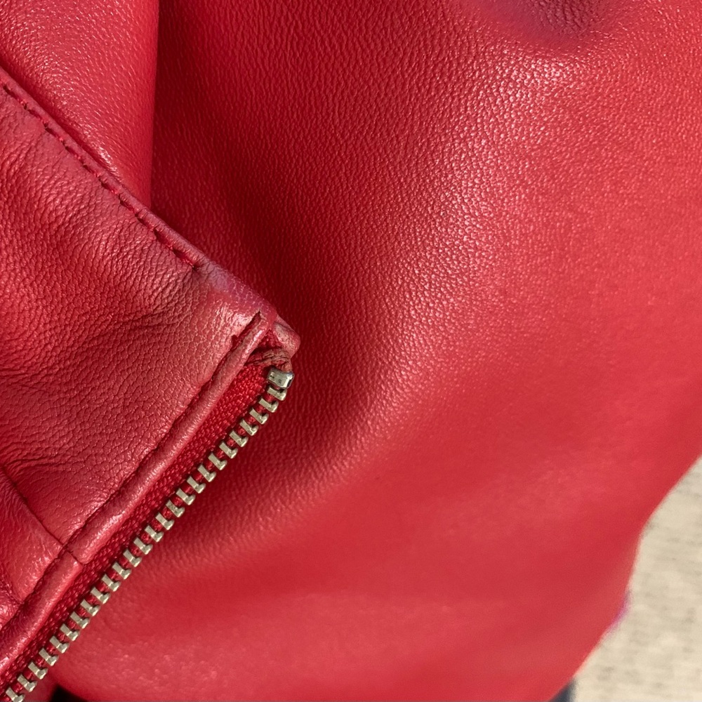 Red Pendleton L Leather Hip Moto Jacket Coat - Picture 8 of 8